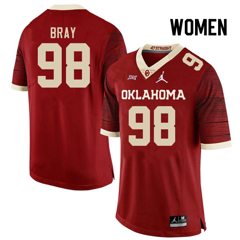 Women #98 Hayden Bray Oklahoma Sooners College Football Jerseys Stitched-Retro